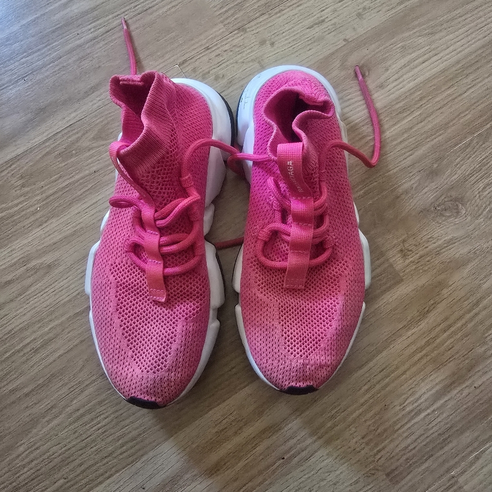 Balenciaga Knit Womens Speed Lace Up Sneakers 36 Rose Fluo